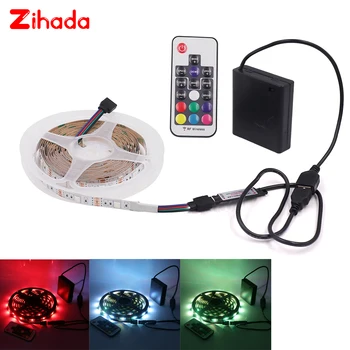 

5V RGB LED Strip 5050 30LEDs/m USB 4AA Battery Powered TV Backlight Ledstrip Waterproof LED Ribbon Diode with 17key Remote 1M 2M