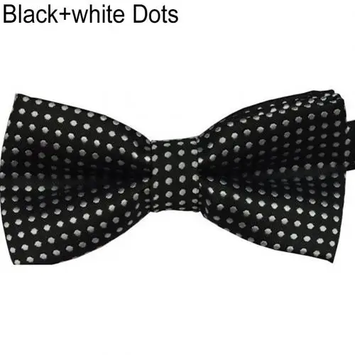 Black white Dots Модные галстуки для маленьких девочек и мальчиков, детские галстуки-бабочки, вечерние галстуки-бабочки в горошек на свадьбу, Детские аксессуары - Цвет: Black white Dots