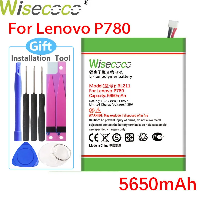 WISECOCO 5650 мАч BL211 батарея для Lenovo P780 мобильный телефон в наличии Высокое качество +