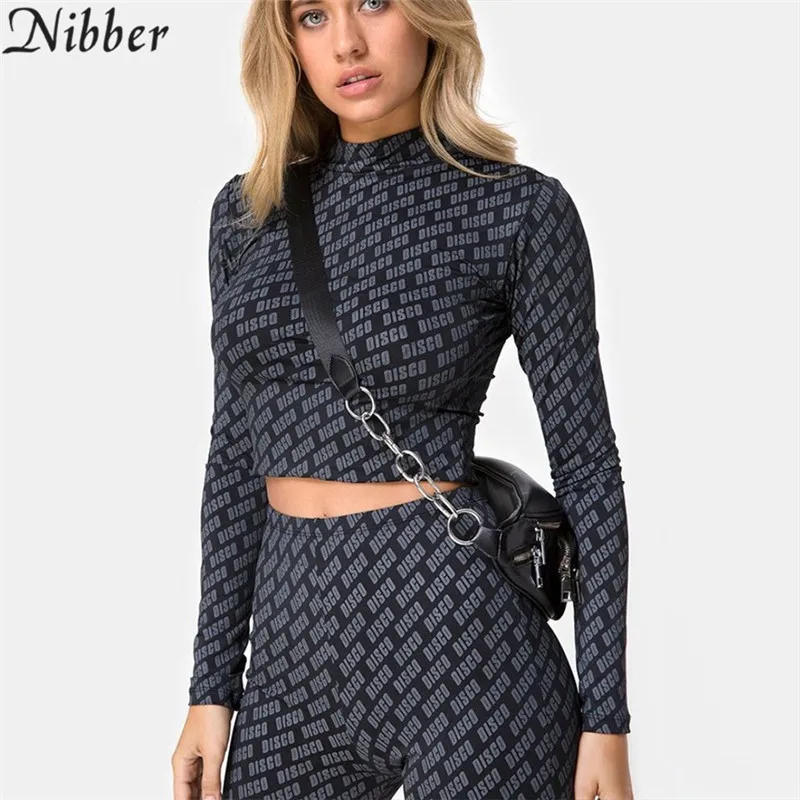 Nibber женский черный эластичный спортивный топ с принтом короткие леггинсы