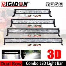 

RIGIDON Straight 3D Double Row LED Light Bar 22/32/42/52 inch Flood Spot Combo Beam for Offroad Truck Car 4WD SUV UTE ATV