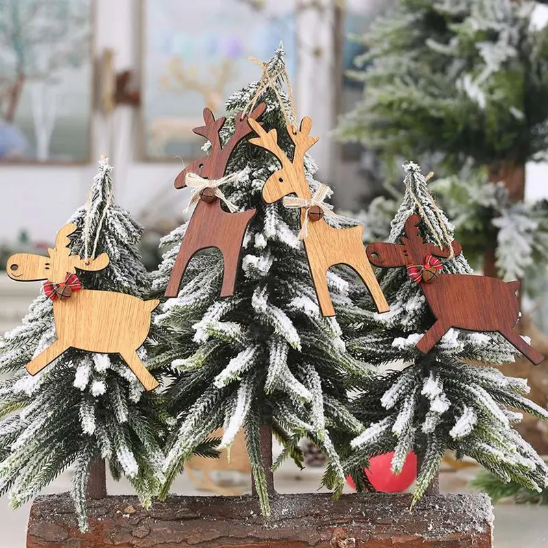 

Christmas Deer Wooden Pendants Ornaments For Xmas Tree DIY Ornament Christmas Party Decorations Kids Gift Hanging Drop Ornaments