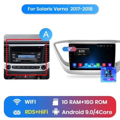 WIFI (1GB 16GB) A Junsun 2 г+ 32 Android 8,1 4 автомобиля радио мультимедиа видео плеер gps навигации для hyundai Verna din головное устройство нет dvd - Цвет: WIFI (1GB 16GB) A