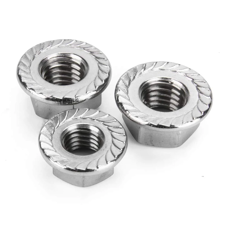 Горячая XD-140Pcs M3 M4 m5 m6 m8 m10 m12 шестигранные фланцевые гайки Ассортимент Набор-304 нержавеющая сталь
