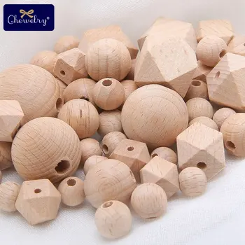 

100PC Beech Wooden Beads Teether Hexagon Beads Chewable Wood Tiny Rod DIY Necklace Bracelet Pacifier Chain For Children Products