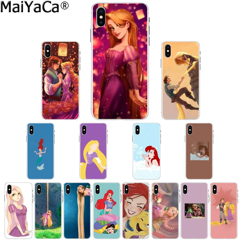 

MaiYaCa Mermaid Ariel Tangled Rapunzel Cover Transparent Soft Shell Phone Case for iPhone 8 7 6 6S Plus X XS MAX 5 5S SE XR