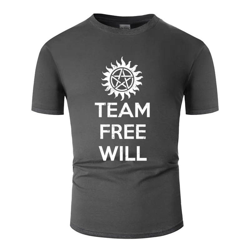Дышащая футболка с принтом «team free will», одежда для отдыха, Мужская футболка из хлопка, комиксы в стиле хип-хоп