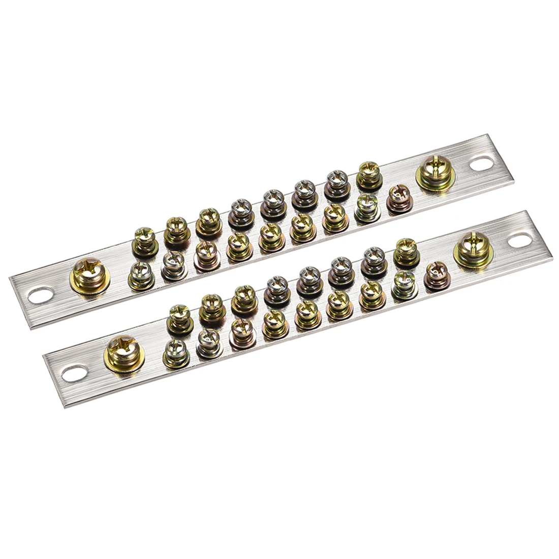 

uxcell Copper Screw Terminal Block Connector Bar 100A Double Row Ground Wire 19 Positions 2 Pcs
