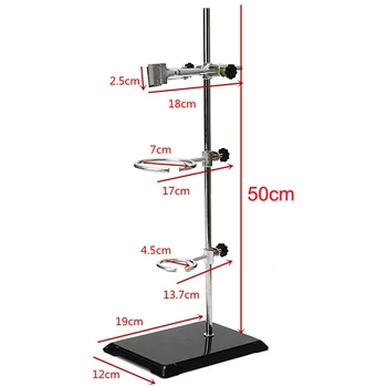 

1 Set 50Cm Chemistry Laboratory Retort Base Stand Support Lab Flask Clamp+3 Ring Clamp