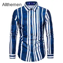 Allthemen Fashion Men Shirt Vertical Striped Shirts For Men Casual Male Long Sleeve Button Down Shirts Chemise Homme S~2XL