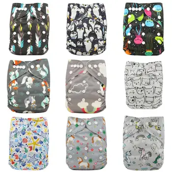 

9pcs/set Ohbabyka Washable Cloth Pocket Nappy Adjustable Suede Pocket Diapers for Newborn Waterproof Reusable Diapers for Boys