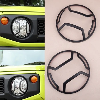 

2pcs Iron Black Outer Front Headlight Lamp Trim Cover Frame Fit For Suzuki Jimny 2019 2020