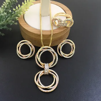 

Vanifin Fashion Jewelry Stylish Simple Circle Zirconia Micro Pave Necklace with Earrings and Ring Anniversary Luxury Best Gifts