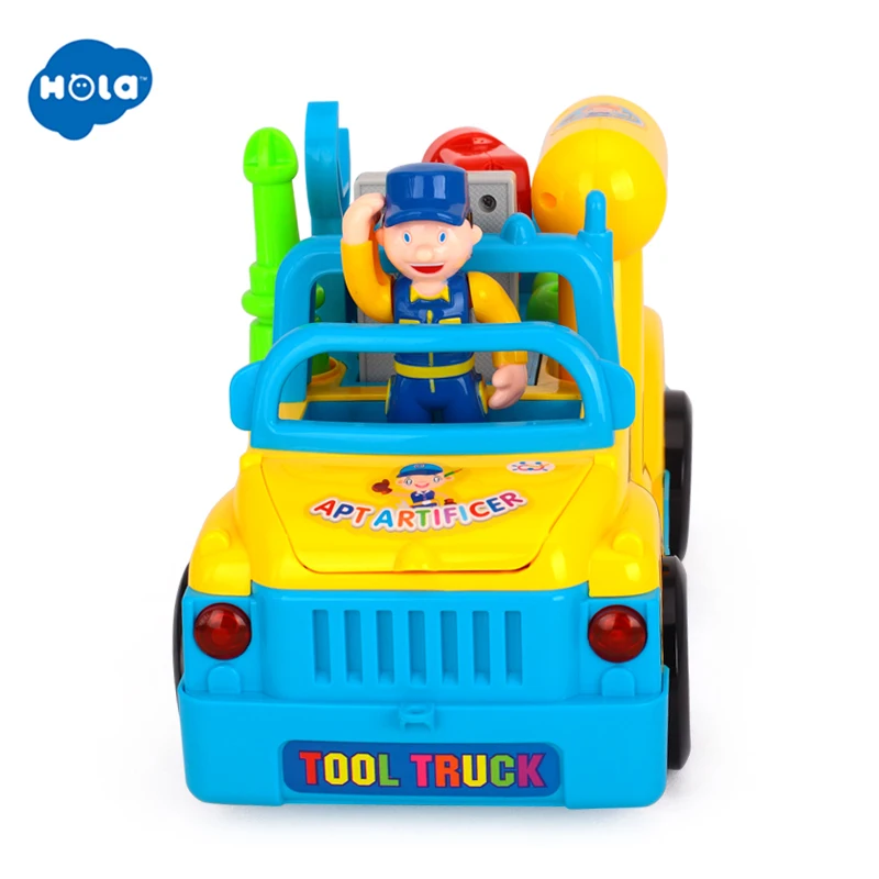 HOLA TOYS 789 Bump'n'Go Игрушечный Грузовик с электрической дрелью и различными инструментами, огнями и музыкальной игрушкой для детских подарков
