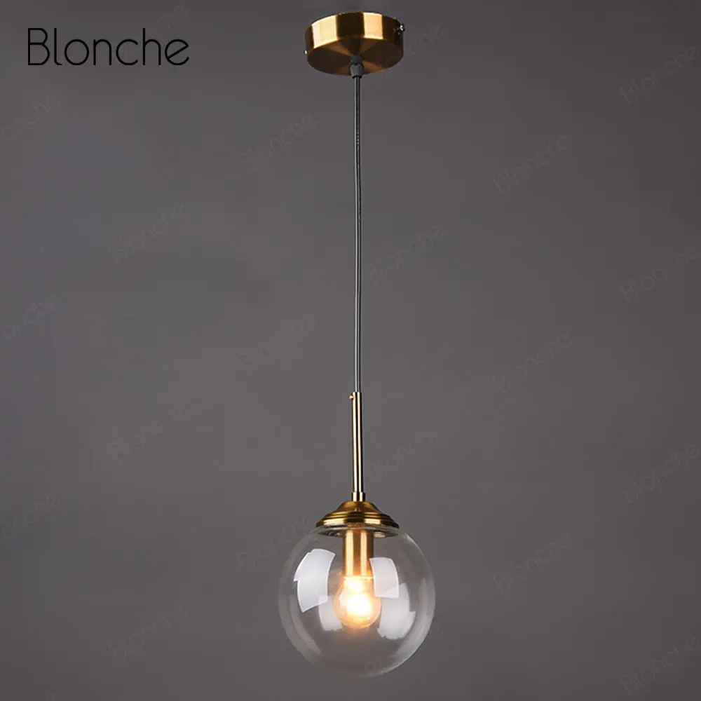 Clear Современная Подвесная лампа Blonche E27, Подвесная лампа, стеклянное Освещение для дома, гостиной, спальни, кухни, Декор, лофт, промышленные светильники - Цвет корпуса: Clear