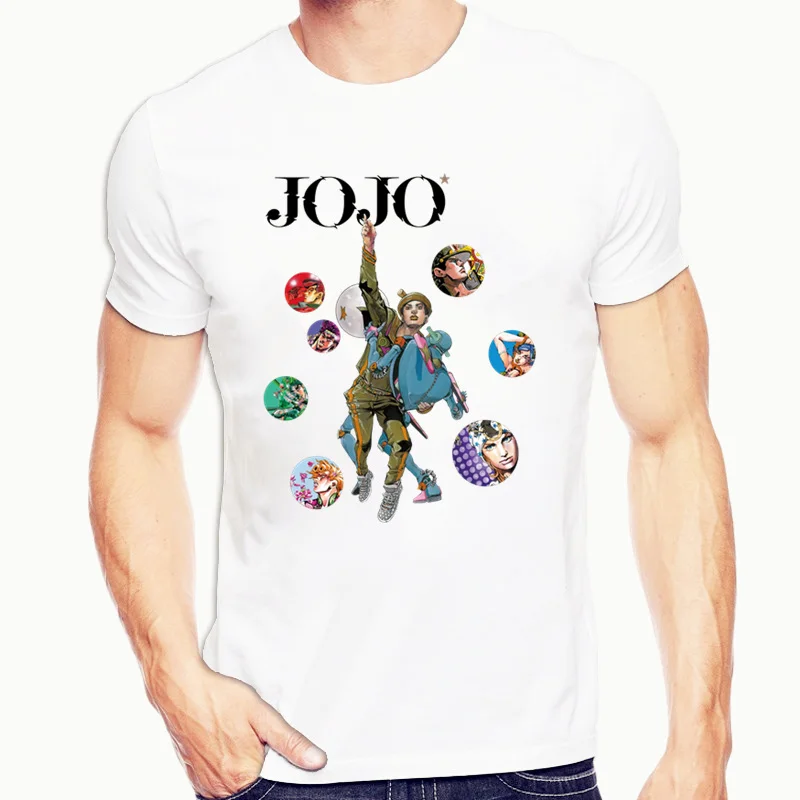 JoJo Необычные Приключения печати мужские o-образным вырезом футболки модные и