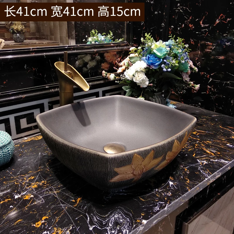 

Europe Style China Artistic Handmade Flower Shape Counter top Ceramic Bathroom Vessel Sink hand wash basin
