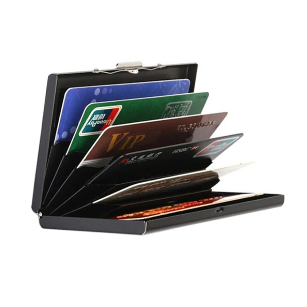 

1pc Black Metal Anti-Scan Contactless Credit Card Holder RFID Blocking Wallet Bank Card Protect Case Portable Purse for Man