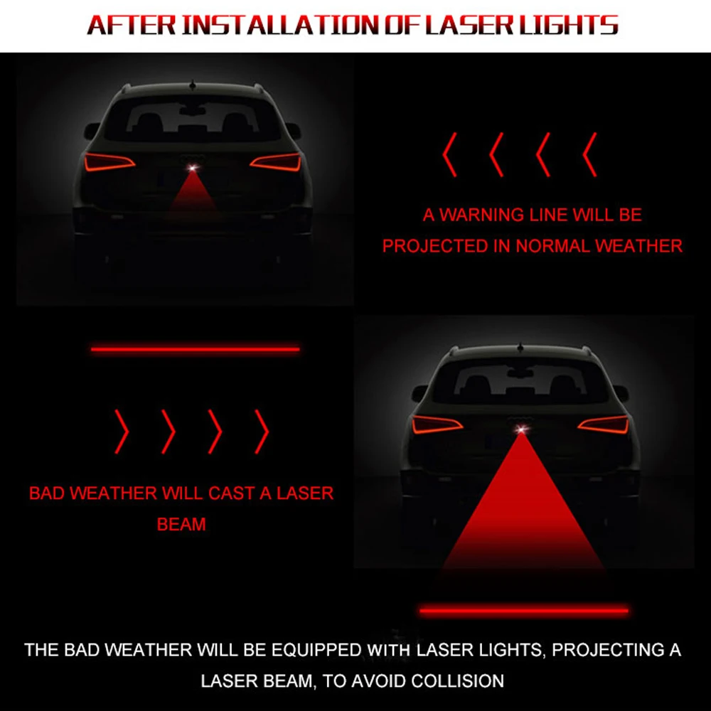 Lampe Laser Rouge Anti-Collision pour Auto Feu Brouillard Arrière Haute  Lumière