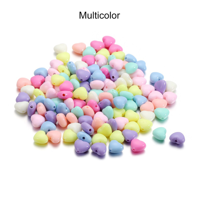 Candy Color Acrylic Heart Shape Bead Plastic Pastel Spacer For DIY Jewelry Craft Making Necklace Bracelet Accessories