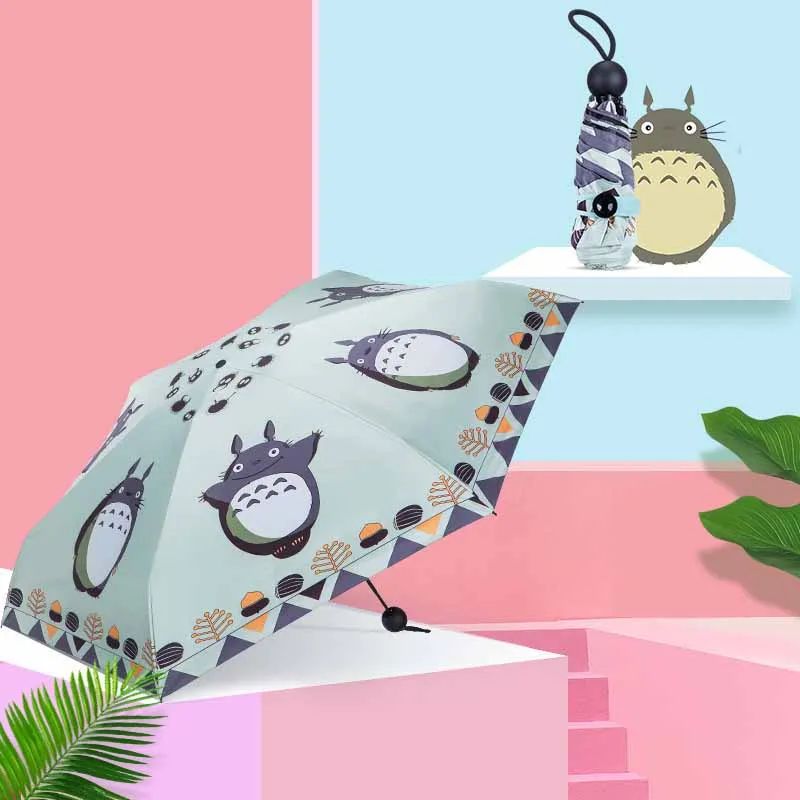 Umbrella Mini Anime Printing Sunscreen UV Protection Manual Anti-Collision Cloth 5 Fold Umbrella Female