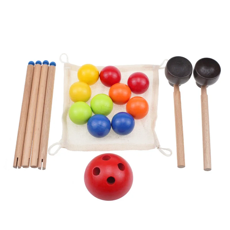 Very best Montessori Toddler Woodball Snatch Smart Games Colorful Balls Grab Balance Exercises Toys Preschool