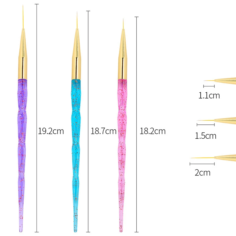 3 шт прозрачный арт для ногтей линии живопись кисти ручка французский тонкий вкладыш кисти полосы цветок Дизайн Рисование ручка красочный Маникюр Инструмент
