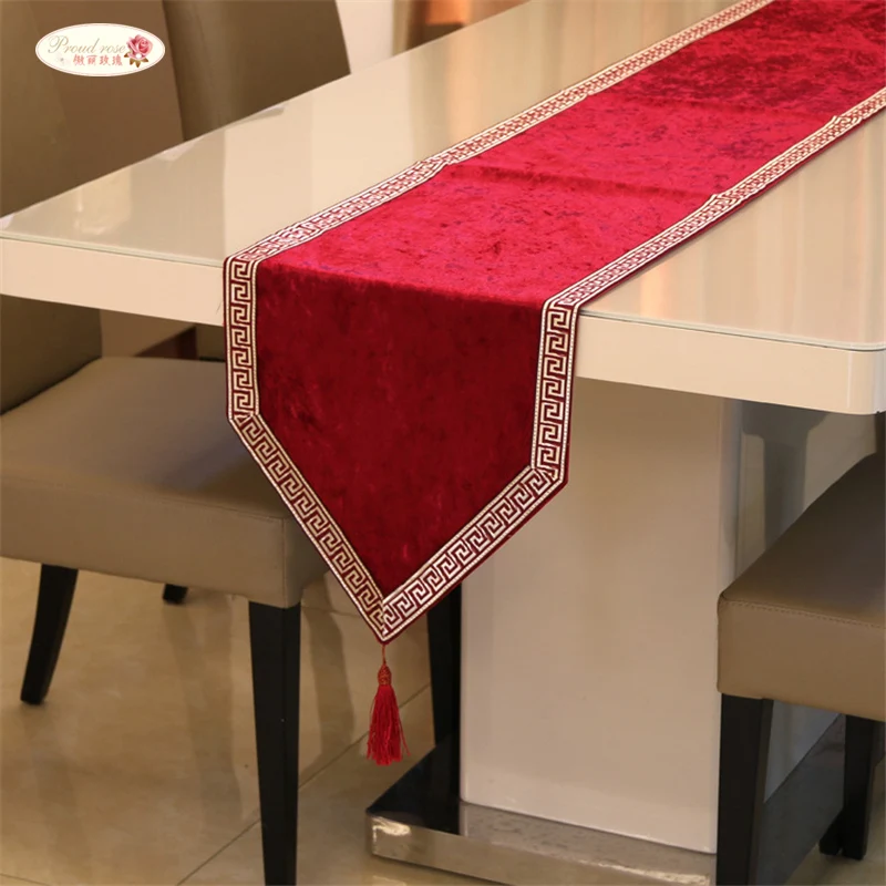 

Proud Rose Solid Color Table Flag Simple New Chinese Spelling Table Runner European-style Coffee Table Soft Decoration Cloth