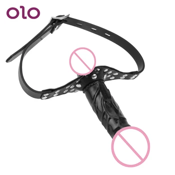 OLO Realistic Dildo Strap on Penis Mouth Gag Head Double Dildos Bandage Sex Toys for a Couple 1