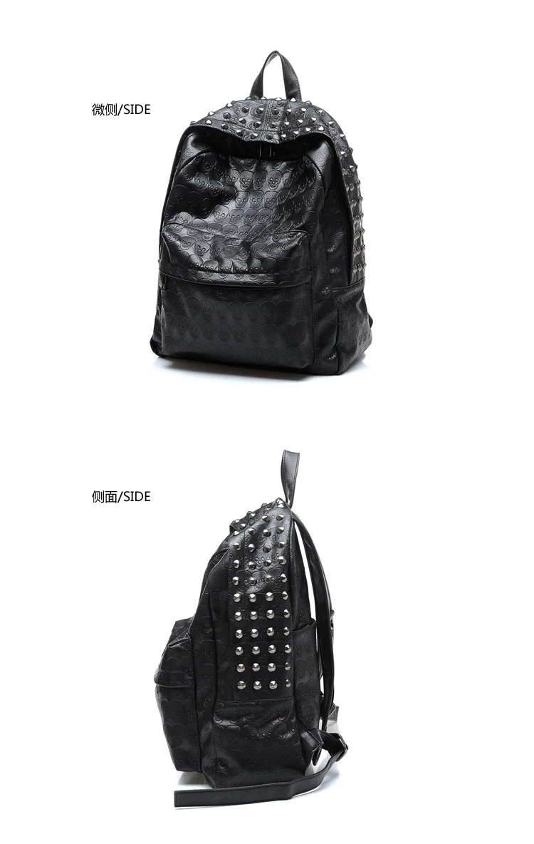 Женский большой хороший кожаный рюкзак с заклепками, повседневный черный рюкзак для девочек-подростков, школьный рюкзак, повседневный рюкзак для путешествий