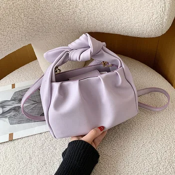 

Fashion Folds Design Cute Crossbody Bags For Women 2020 Solid Color PU Leather Small Shoulder Handbags Female Small Tote Bags