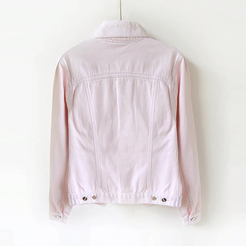 Pink Jean Jacket Women Long Sleeve Fashion Loose Womens Jackets and Coats Fall Korean Preppy Style Sweet Casaco Feminino