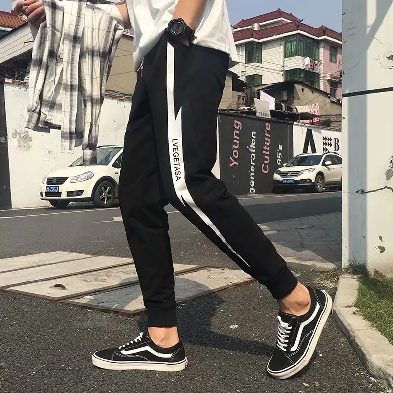 

Summer MEN'S Pants Korean-style Trend Casual Pants Men's Loose-Fit Thin Athletic Pants MEN'S Trousers Beam Leg Sweatpants