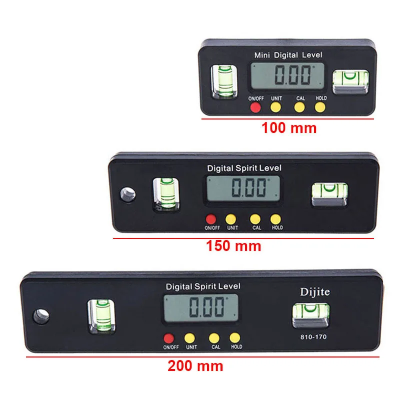100mm/150mm/200mm Digital Spirit Level 360 degree Angle Inclinometer Electronic Protractor Horizon Meter Ruler Measuring Tool