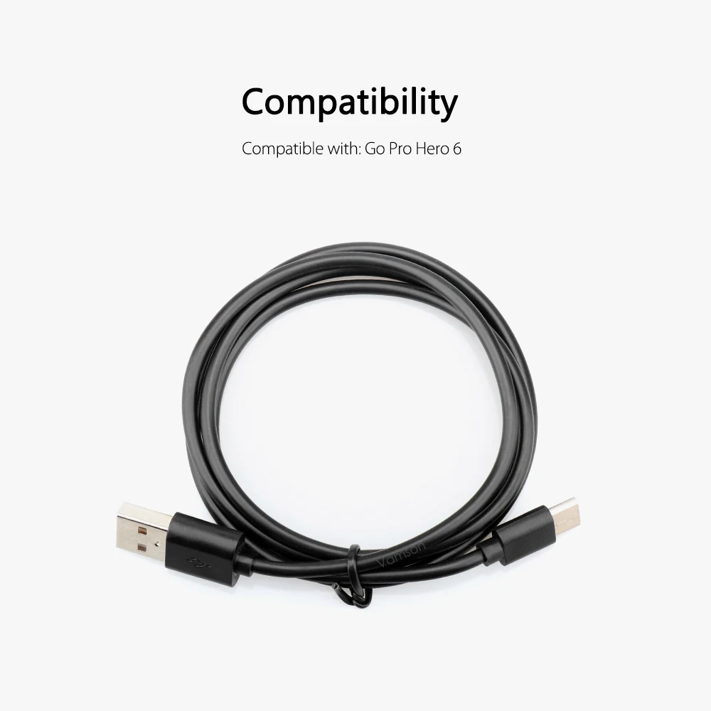 Vamson для Gopro Hero 7 6 5 зарядная кабельная линия USB с синхронной передачей данных для Go pro Аксессуары для спортивной экшн-камеры VP911