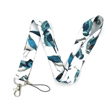 Ремешки для мобильного телефона с голубой птицей для ключей, шейный ремешок, держатель для ID карты, цепочка для телефона и ключей, брелок, ремешки