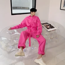 MIXCUBIC Осень корейский стиль красный карго комбинезон брюки мужские повседневные Свободные Комбинезоны комбинезон брюки мужские брюки, m-xxl