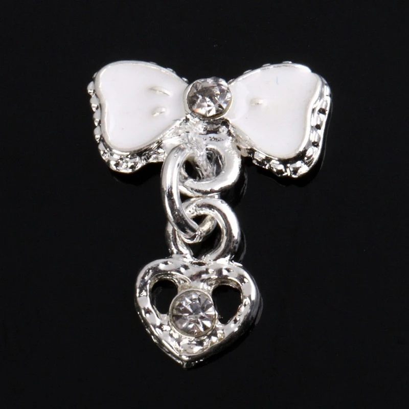 20 Pieces Silver 3D Alloy Nail Art Slices Glitters DIY Decorations 10pcs Golden Rose Shape& 10pcs White Bow Tie Heart