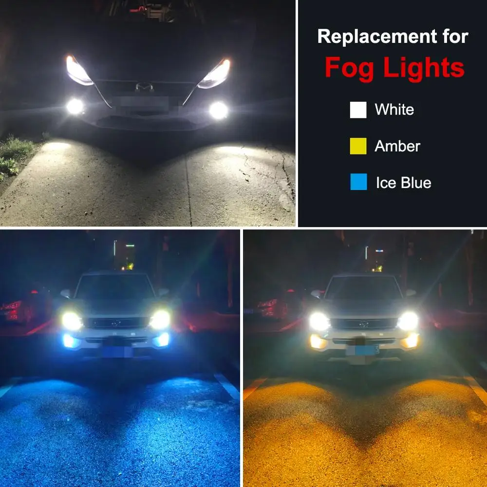 2 шт. CSP светодиодный автомобиля H8 H11 светодиодный лампы 9005 HB3 9006 HB4 светодиодный Автомобильная Противо-Туманная светильник 6500K 4300K светодиодный светильник 12 В LED дальнего света ходовой огонь синего и желтого цвета