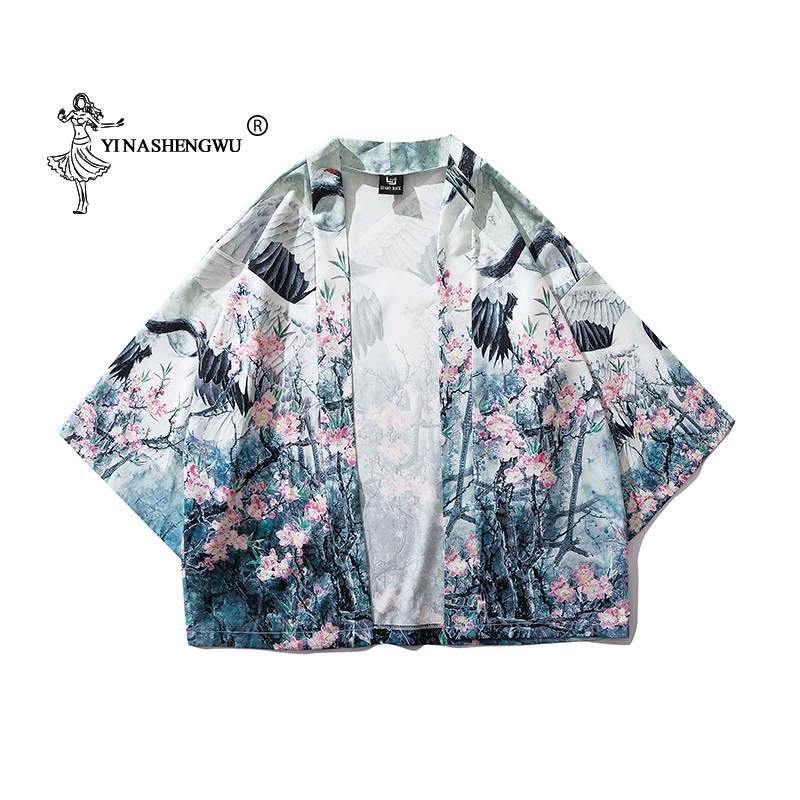 Yukata женское традиционное японское кимоно кардиган японский Азиатский Femme блузки хлопковое кимоно халат Harakuju винтажные рубашки топы с принтом
