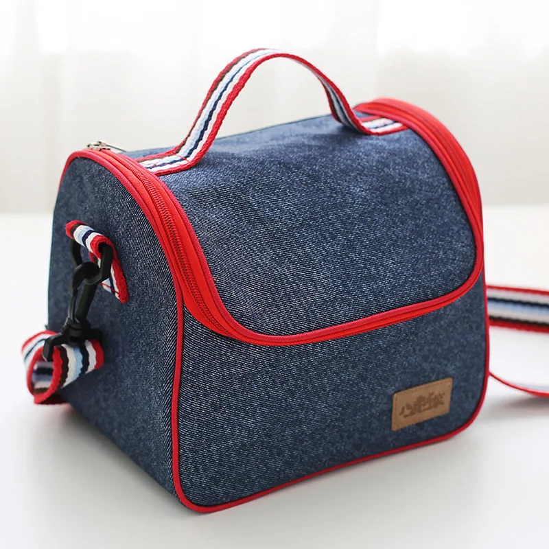 Leisure Hand-held thermal insulation bag Denim Lunch Bag Kid Bento Box Insulated Pack Picnic Drink Food Thermal Ice Cooler | Багаж и сумки