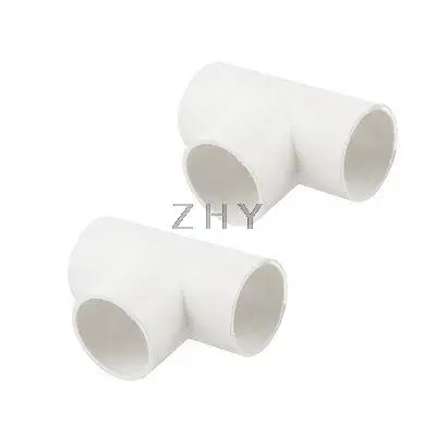 

2 Pcs White PVC Three Way Tee Fitting Wire Pipe Connector