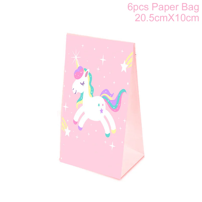 6pcs Unicorn Bag 3 Staraise 24/40 шт. Русалка мешок для конфет на вечеринку Стикеры День рождения Декорации спасибо Русалка Подарочная коробка Стикеры s Упаковка для подарков - Цвет: 6pcs Unicorn Bag 3