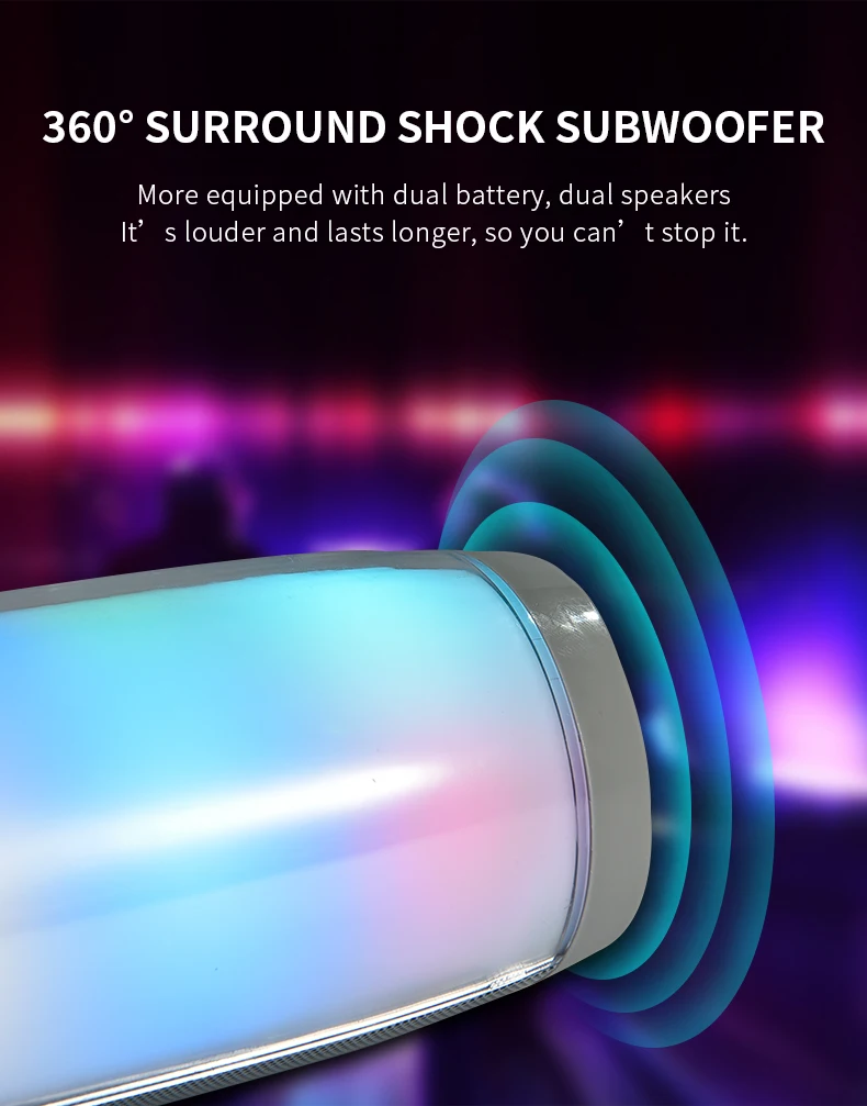 TG157 LED Flashing Light Bluetooth Speaker Portable With Rope Outdoor Loundspeaker 1200 mAh Fabric Waterproof Subwoofer FM Radio