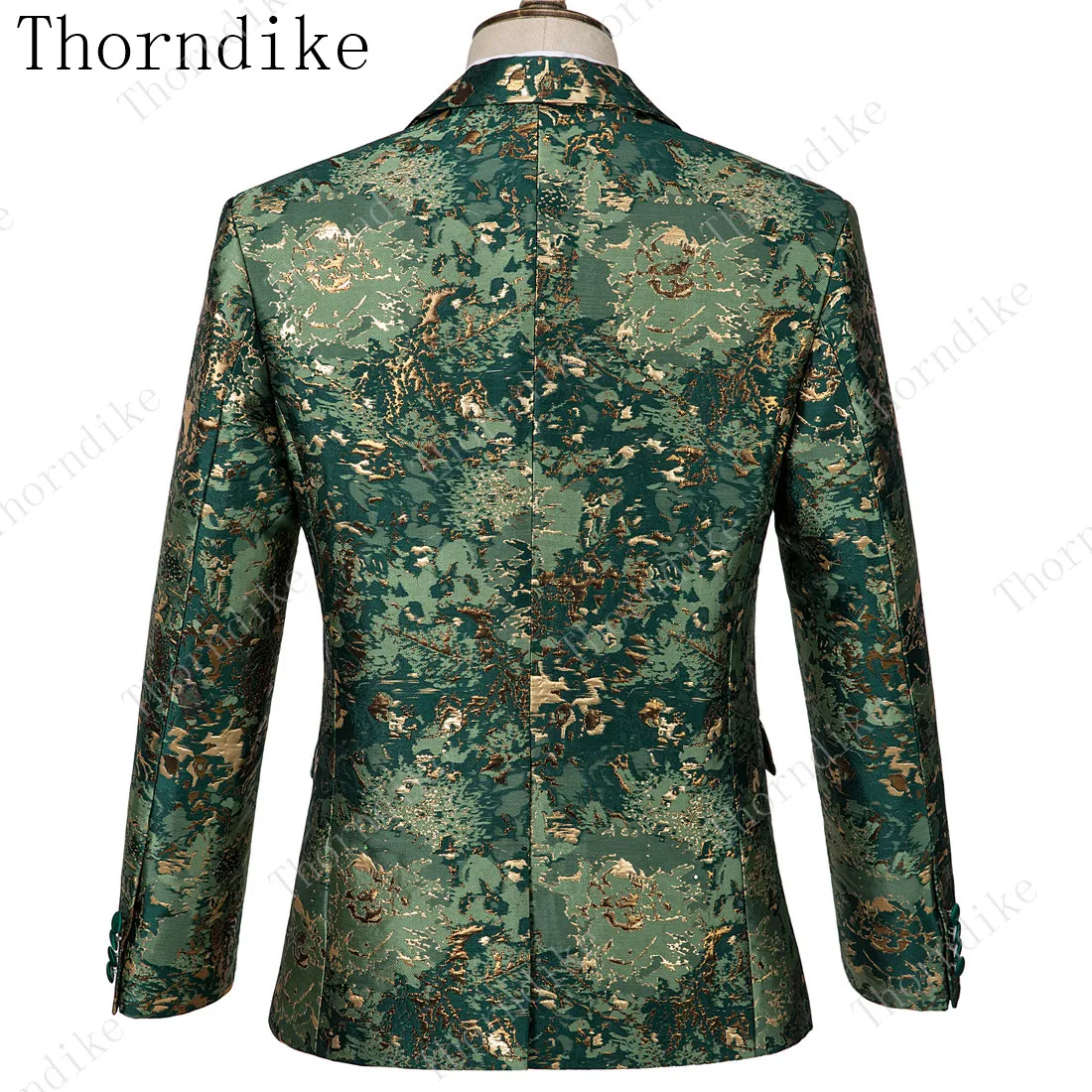 Thorndike высокое качество 2 шт. зеленые костюмы для мужчин осень золотой узор пиковый Воротник Свадебный костюм для жениха костюм Homme Mariage