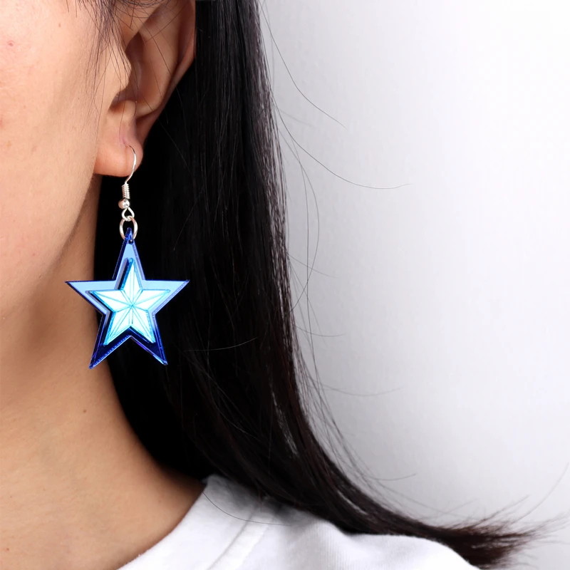 KUGUYS Christmas Sculpture Star Drop Earrings for Women Jewelry Blue Pink Mirror Acrylic Dangle Trendy Funny Accessories drop earrings dangle earrings acrylic earrings
