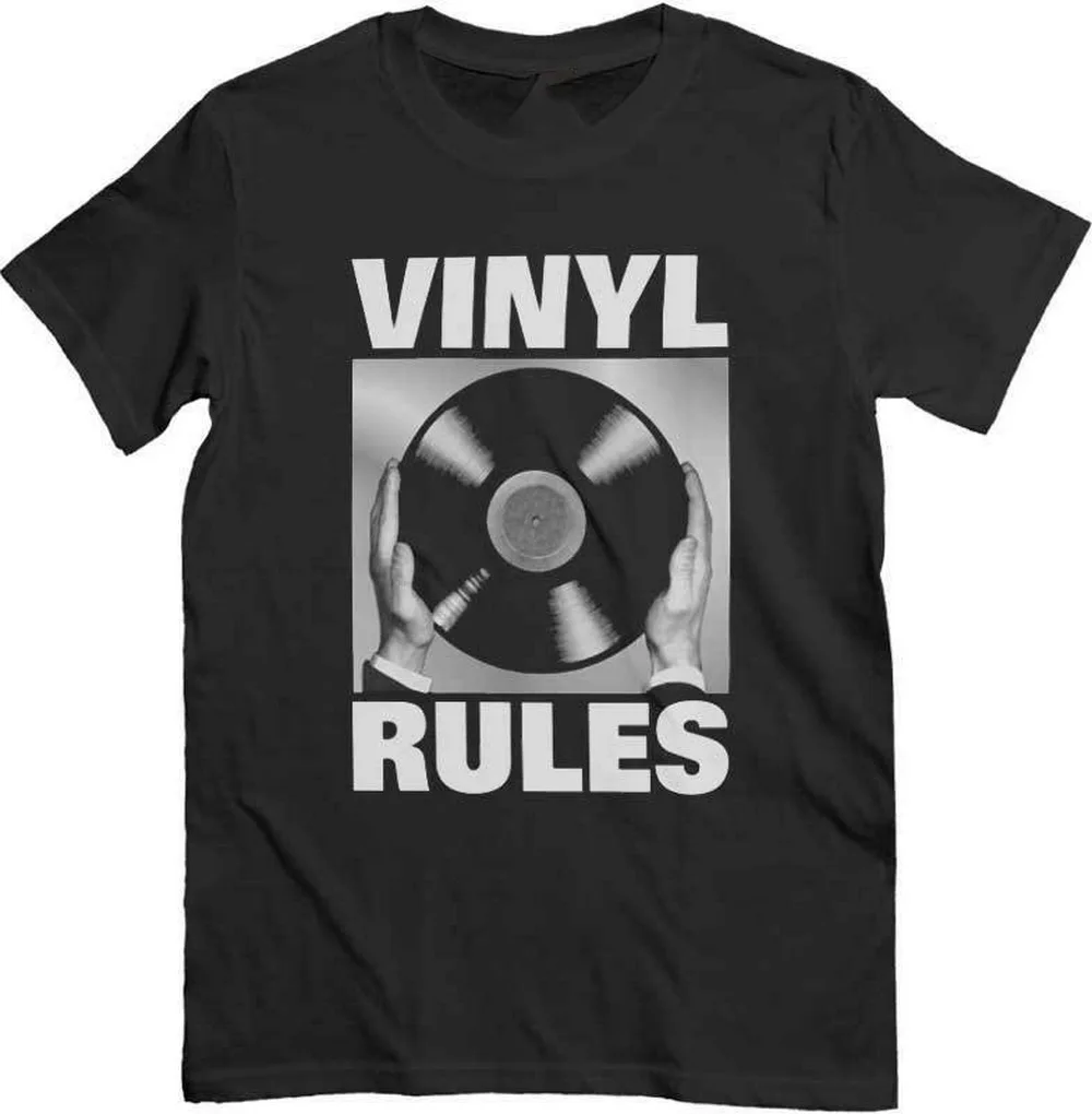 Футболка виниловые правила Maglietta Nera Dj логотип Musicale Disco In Vinile винтажная хлопковая