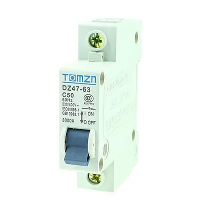 

AC 230/400V 50A 1 Pole 1P Overload Protection MCB Mini Circuit Breaker
