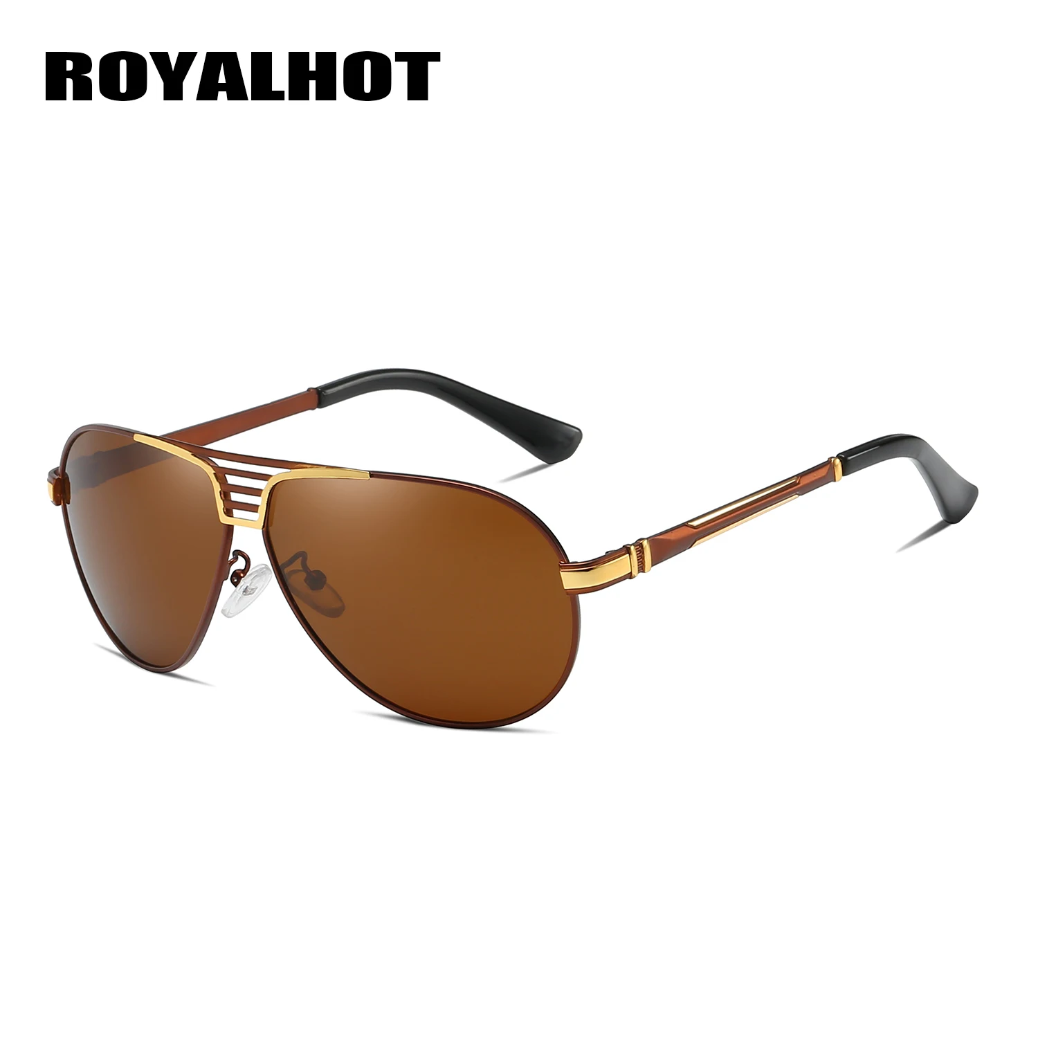 RoyalHot, мужские, женские, поляризационные, овальная оправа, солнцезащитные очки, для вождения, солнцезащитные очки, оттенки, Oculos masculino, мужские, 90090 - Цвет линз: Gold Brown