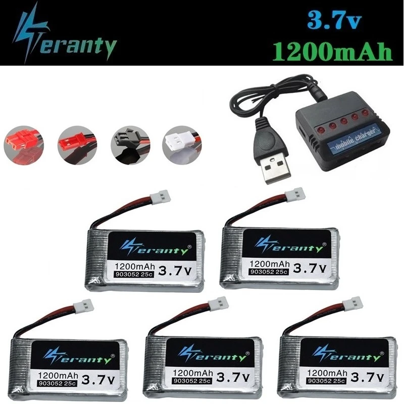 

3.7V 1200mah Rechargeable Battery for KY601S for Syma X5c X5 X5SC X5SW M18 H5P RC Drone Quadcopter 903052 lipo battery Charger